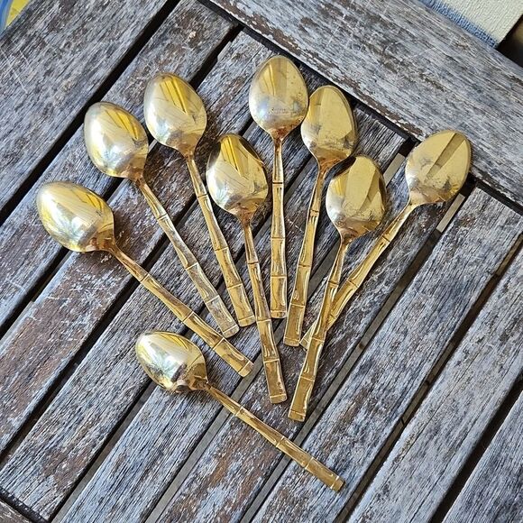 Bamboo Gold Stainless Japan Spoons set of 9 - Picture 5 of 12